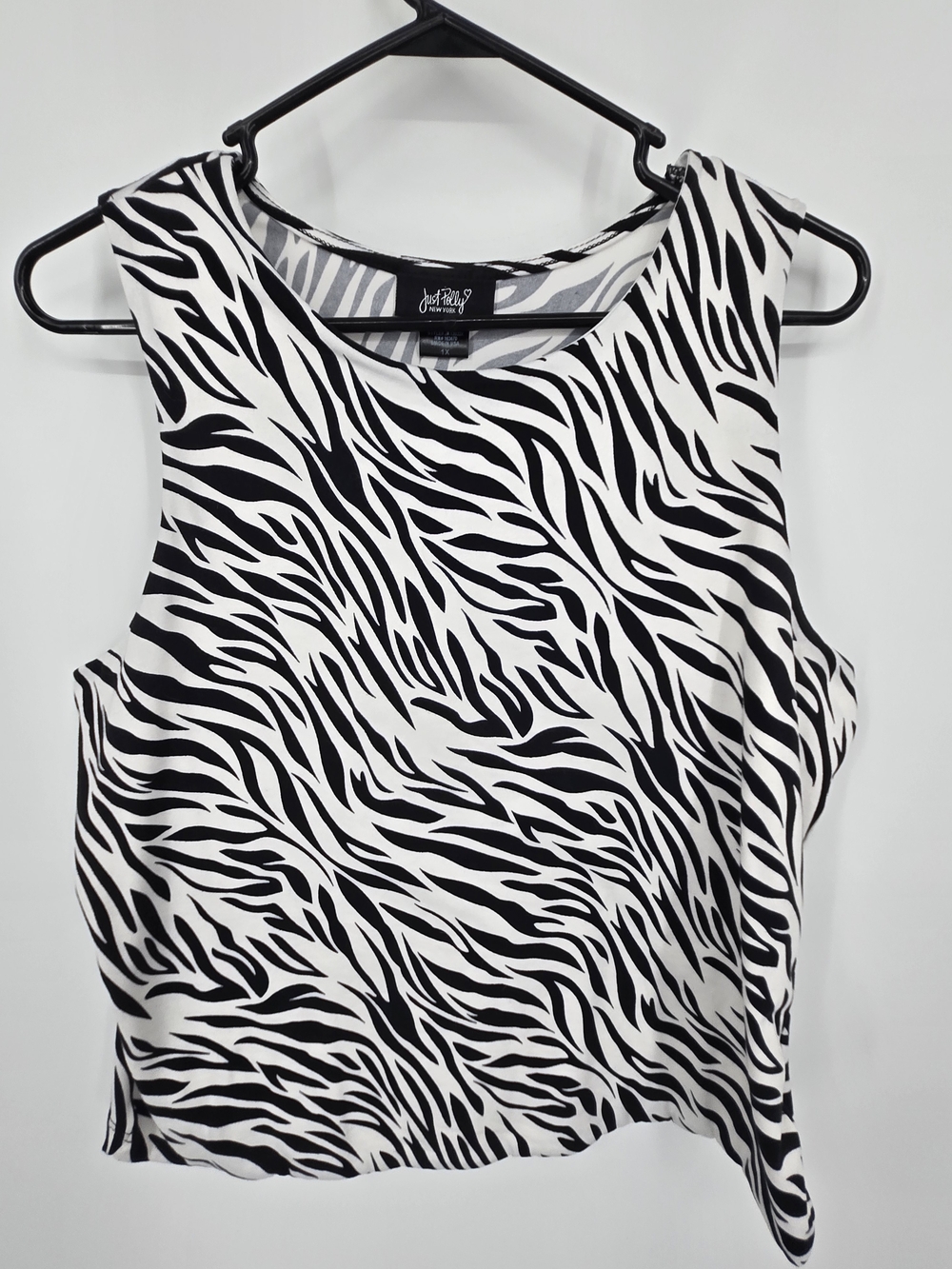 Just Polly Black & White Zebra Print Crop Tank 1X (7136)